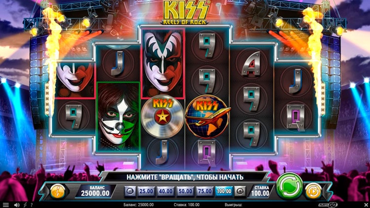 Внешний вид игрового автомата KISS Reels of Rock-min