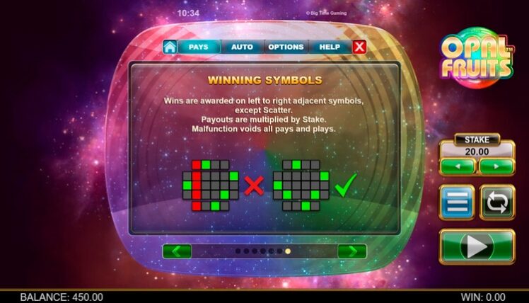 Технические характеристики игры Opal Fruits