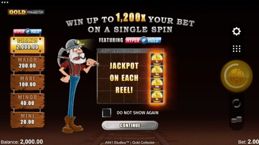 Параметры игры Gold Collector