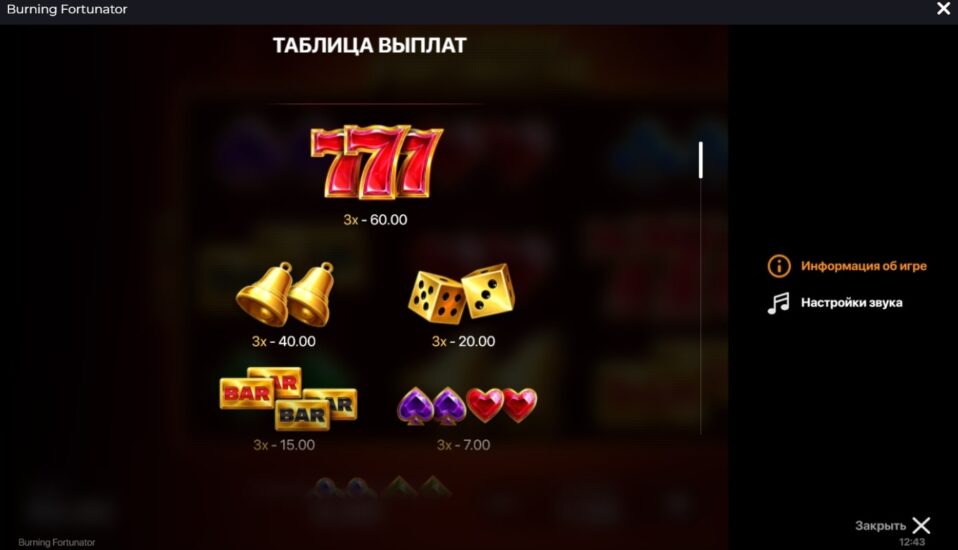 Символы Burning Fortunator