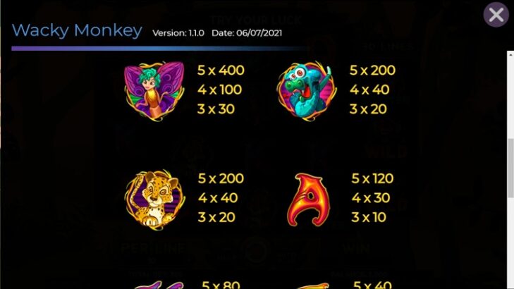 Встроенные символы Wacky Monkey