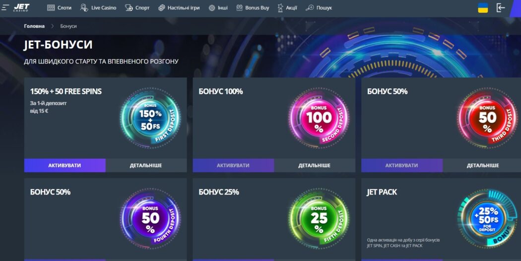 Бездепозитный бонус Джет