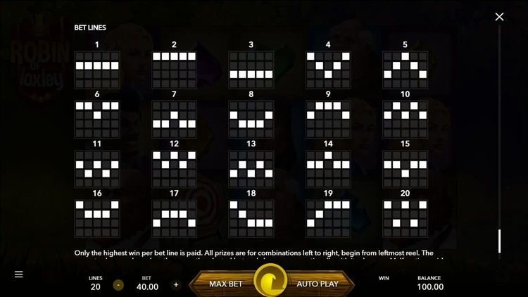 Характеристики слота Robin of Loxley