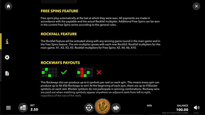 Правила слота Primal Bet. RockWays