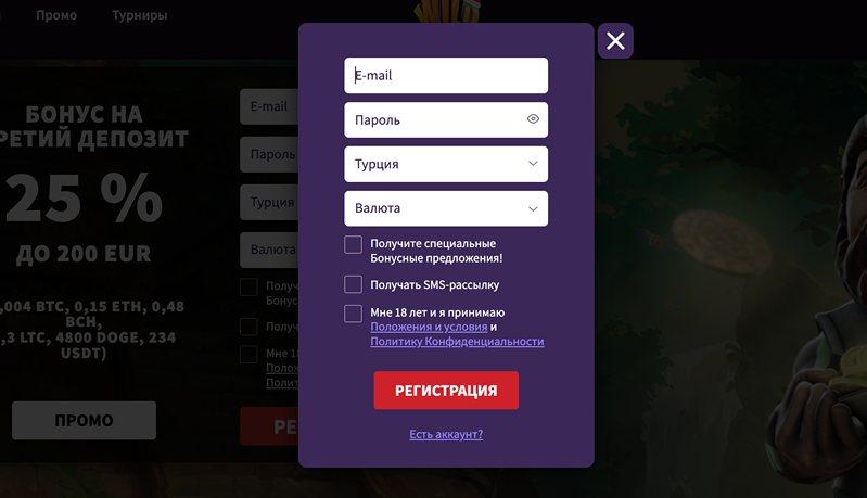 Регистрация в казино wildblaster