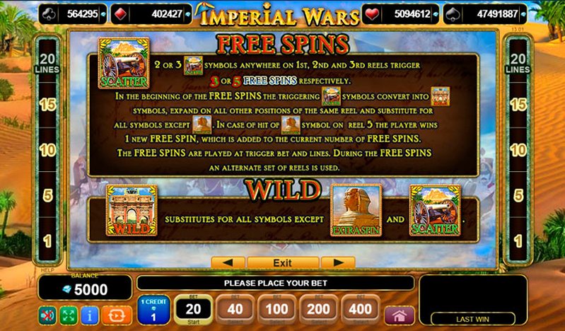 Фриспины слота Imperial Wars