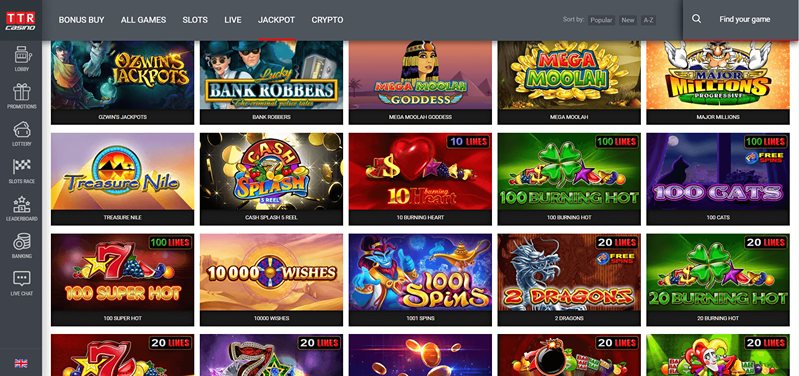 Слоты казино TTR