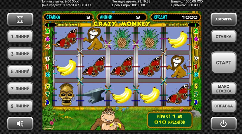 Дизайн слота Crazy Monkey